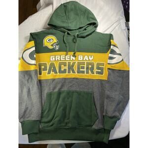Green Bay Packers Hoodie Men’s Large Green Yellow Gray Hands High NFL